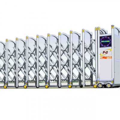 Cổng xếp inox – có phản quang