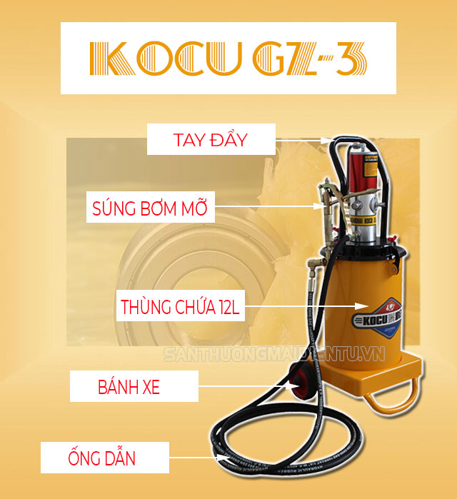 máy bơm mỡ khí nén Kocu GZ 3