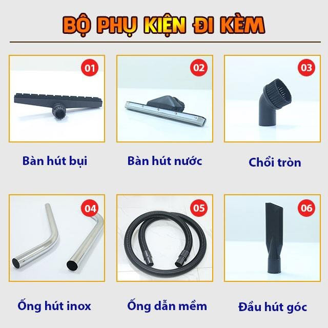 Bộ đầu hút đa dạng của máy hút bụi Supper Clean AT-80