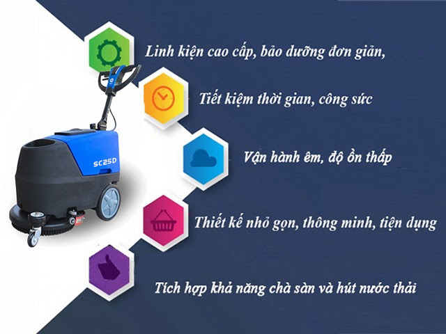 ưu điểm máy chà sàn liên hợp Supper Clean SC25D