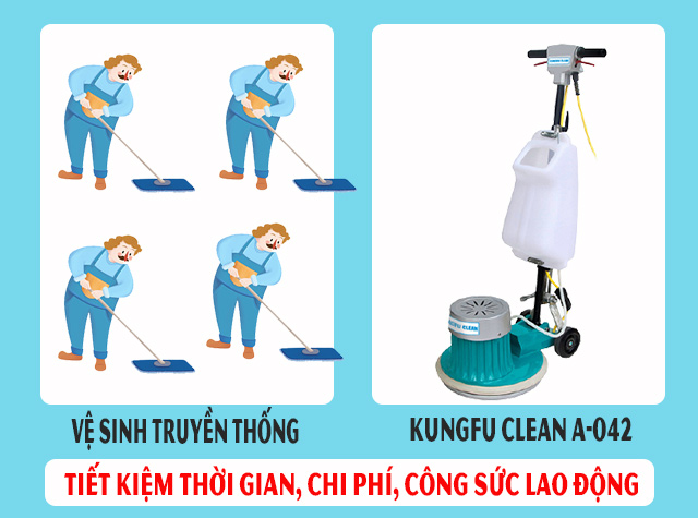 hiệu năng máy chà sàn Kungfu Clean A-042