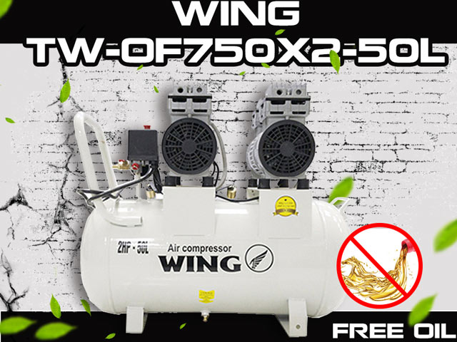 Máy nén khí không dầu giảm âm Wing TW-OF750X2-50L