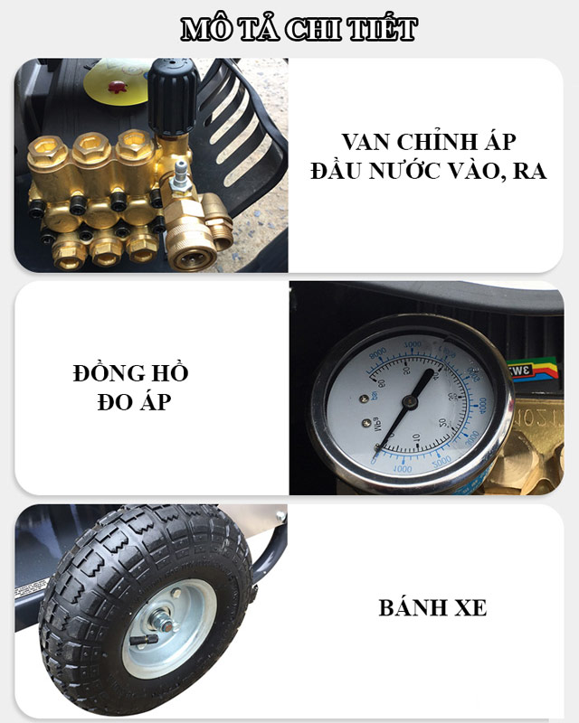 cấu tạo máy xịt rửa xe cao áp Lutian 2600PSI AUTOSTOP