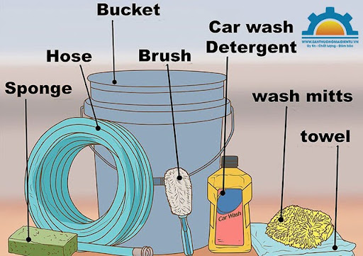 Bộ dụng cụ cần chuẩn bị khi rửa xe ô tô